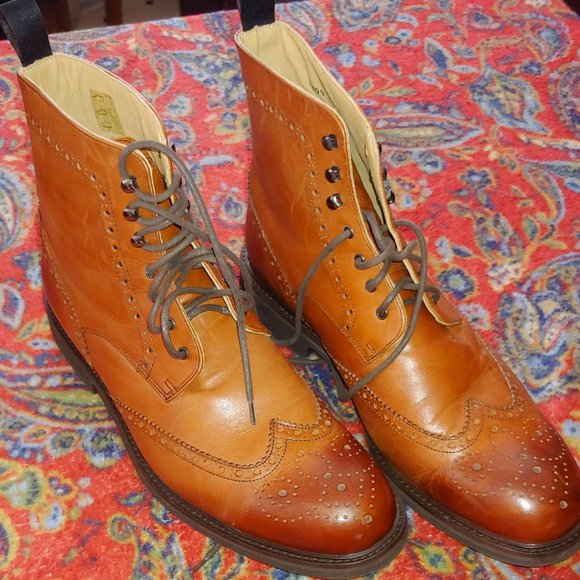 Mercanti Fiorentini Mens Wingtip Cognac Boot Size 11 Rubber Sole Two Tone main image 5